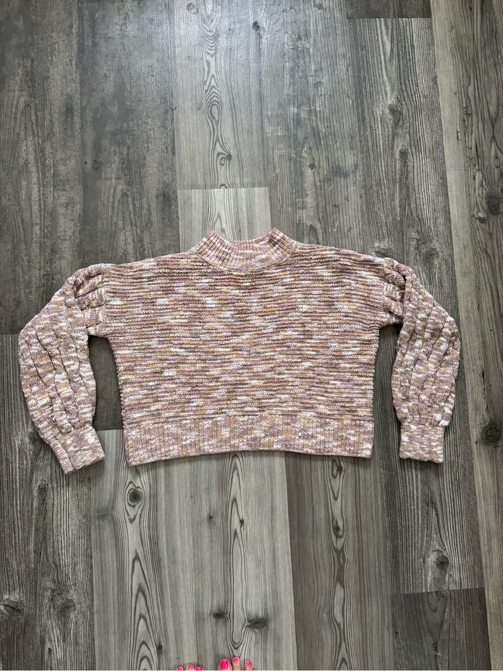 Hippie Rose Pink Marbled Crop Sweater
